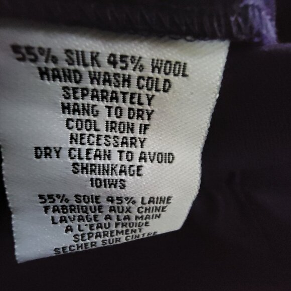 Eileen Fisher Womens Silk Wool Blend Pants M Purple Workwear Lightweight - Picture 9 of 16